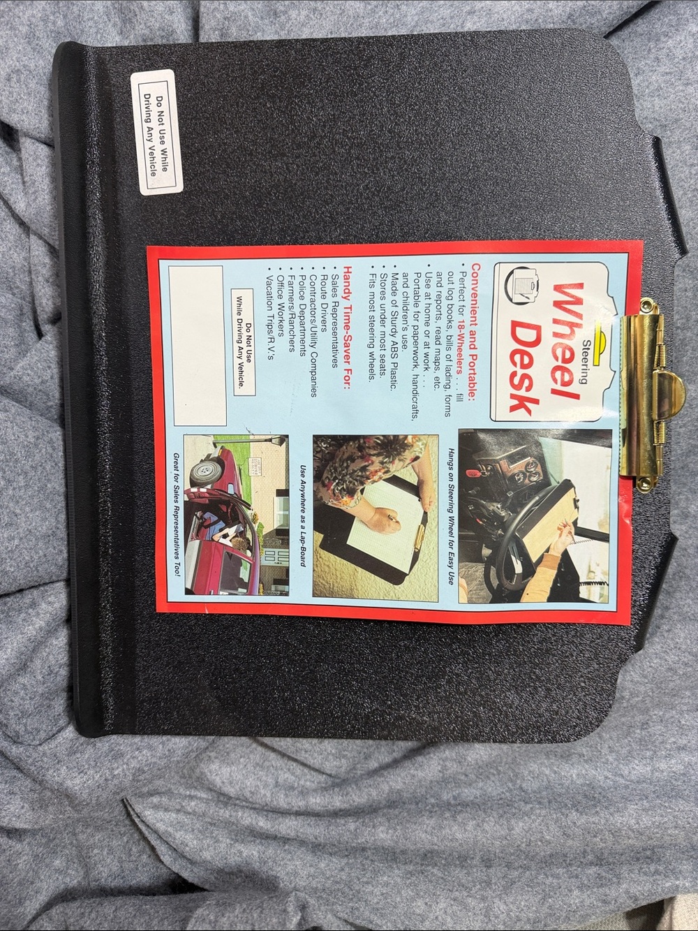 Steering Wheel Desk Portable Lap Clipboard with Clipboard Clip - Black& gold NWT